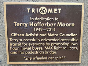 Terry Moore bridge dedication placard.
