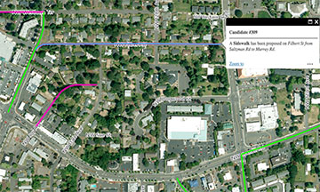 Filbert sidewalk project map