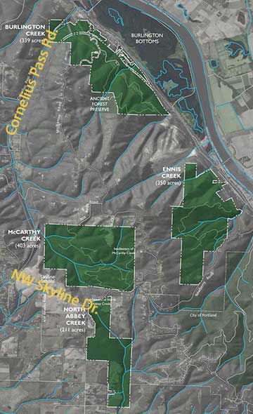 North Tualatin mountains project map