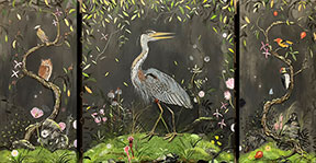 Younie’s “Ardea Heroias” is among the commissioned artwork on display at Touchmark.