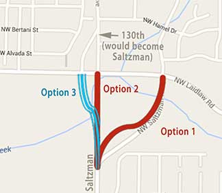 Map of options 1, 2, and 3