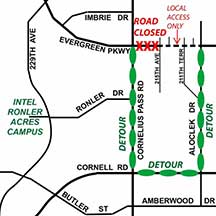 Evergreen Parkway Closure map