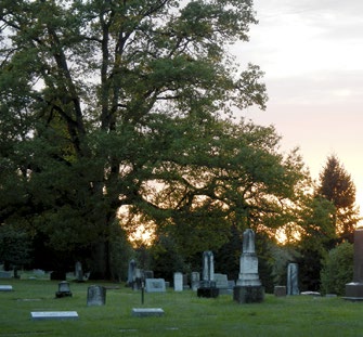 Union Cemetery at sunset.