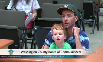 Luke Leifeld brought his three-year-old son along to testify to the Commissioners