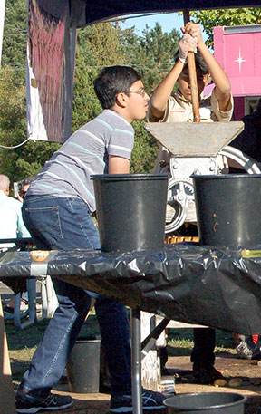 Running the cider presses has become a tradition for the scouts of Troop 208