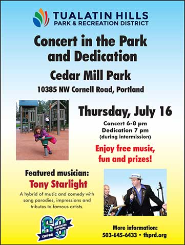 Cedar Mill Park concert Ad