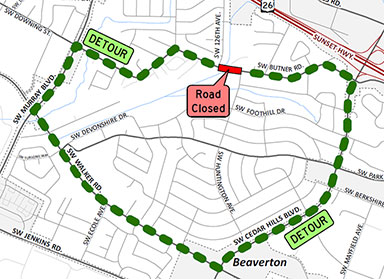 Butner Detour Map