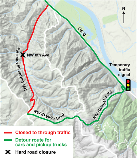 Cornelius Pass map