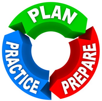 plan practice prepare logo