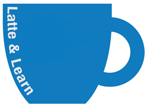 latte and learn blue cup logo