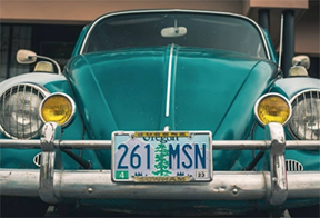 green car close-up