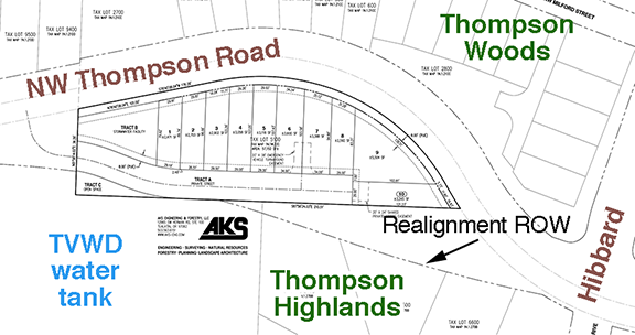 The lot plan for Thompson Crossing