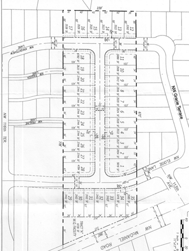 Preliminary lot plan for Bonny Slope Estates