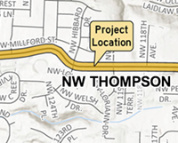 project location map along nw thompson road