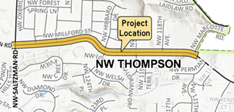 project location map along nw thompson road