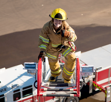 firefighter on ladder