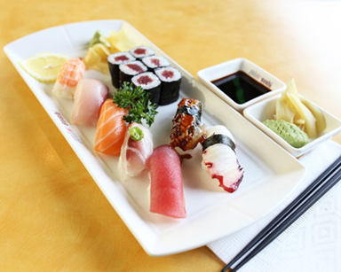 mio sushi combo plated on table