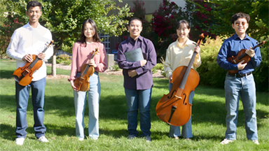 Euphonos Ensemble with their instruments