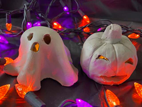 spooky gourds with lights