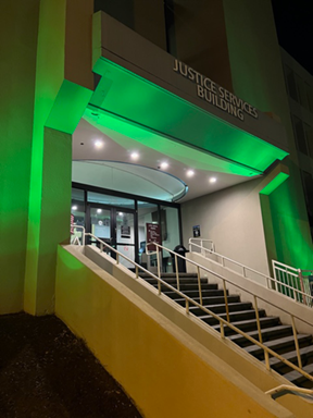 green light on justice services building