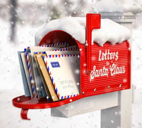 letters to santa in red mailbox