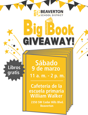 yellow cartoon book with text "big book giveaway!"