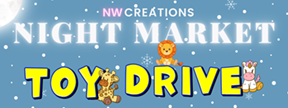 nw creations night market toy drive banner