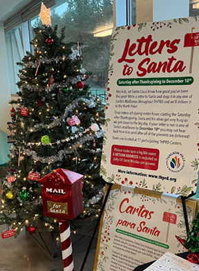 letters to santa tree and informational display