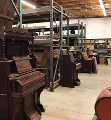 antique furniture in storage room